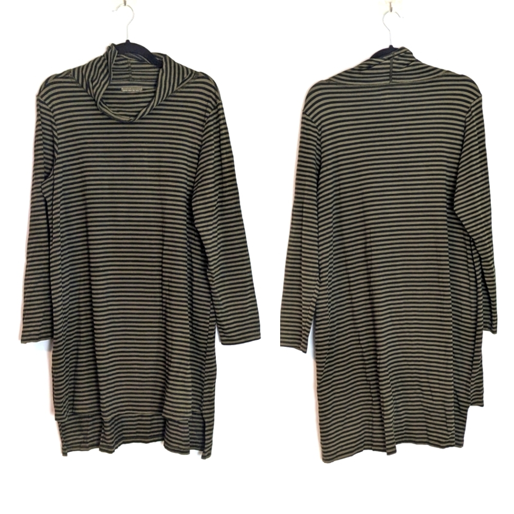Iridium Striped Asymmetrical Dress Size M Lagenlook